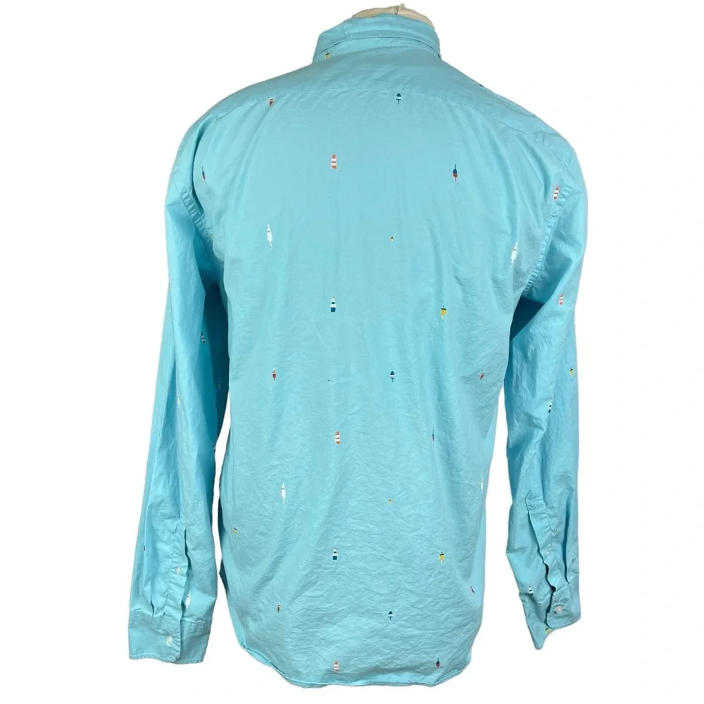 J. Crew Blue Classic Flex Oxford Long Sleeve Button Up Shirt Mens Size L‎